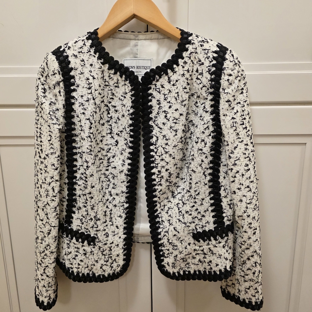 🔥Custos made Chic Black and White Tweed Jacket